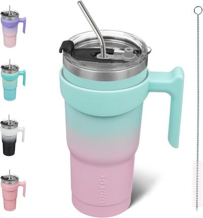 Vaso térmico acero inox 20oz con asa tapa pajita