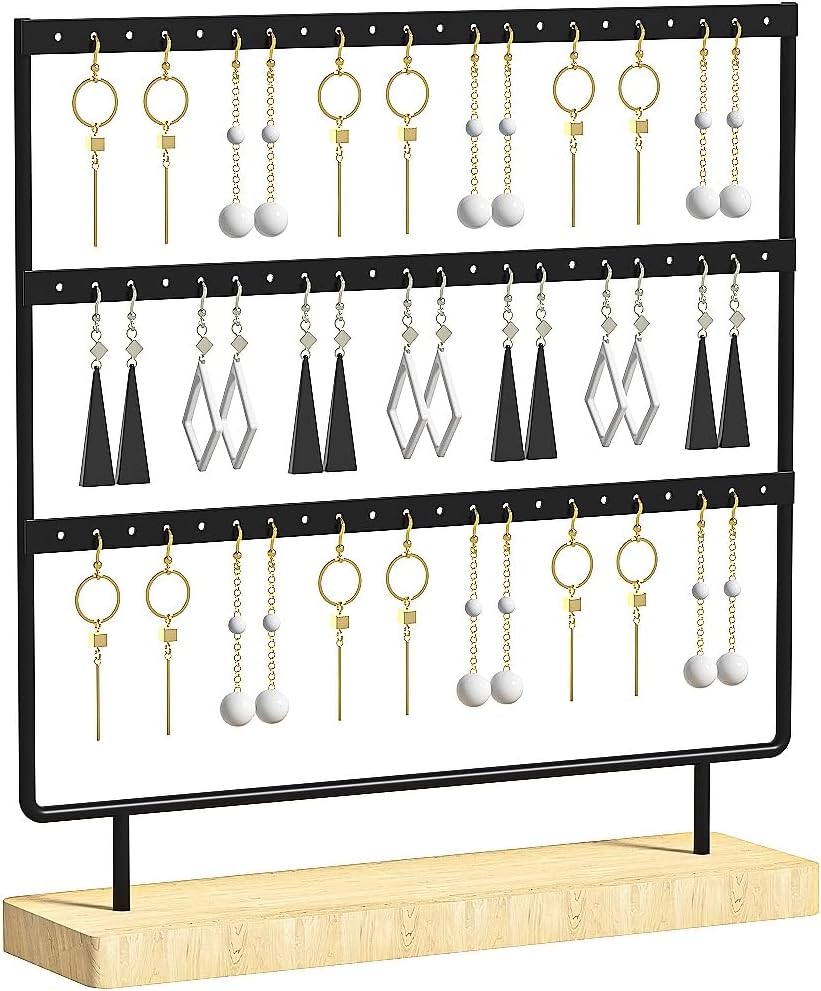 Árbol almacenamiento aretes aro 3 niveles negro