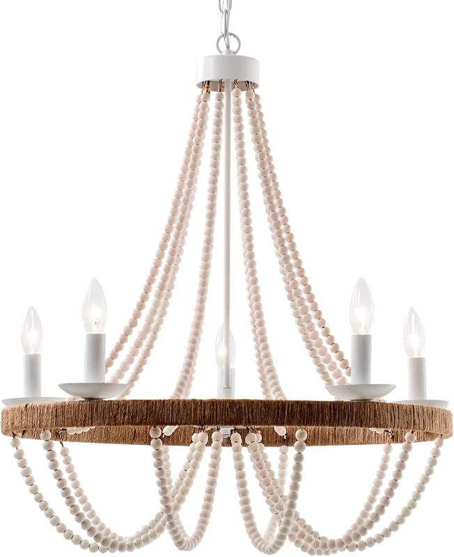 Candelabro madera 5 luces estilo rústico francés 26"