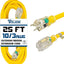 Cable extensión 25 ft 15A resistente amarillo con extremo