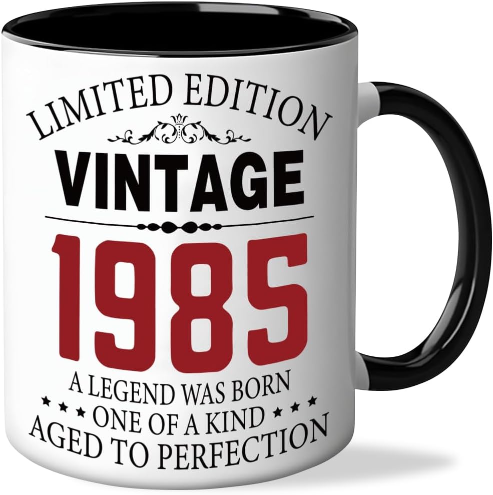 Taza café retro cerámica 11oz 1985 para cumpleaños