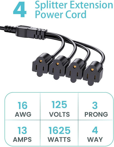 Divisor alimentación 3 clavijas 1625W 13A SJTW 4 vías