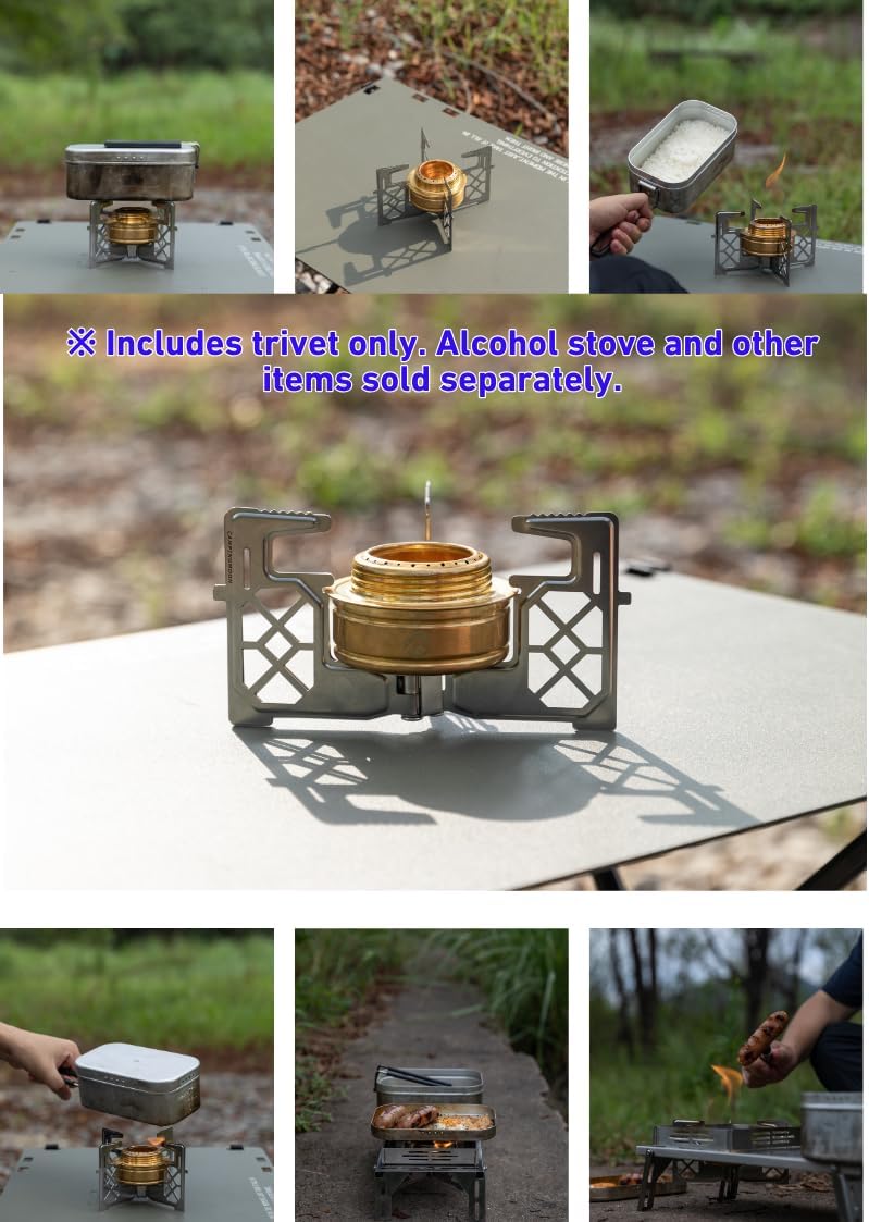 Mini estufa alcohol soporte acero inox para mochilero