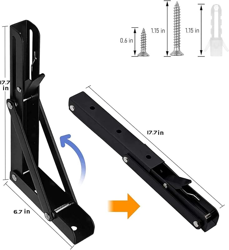 Soportes plegables pared 18" 4 Pzas metal negro