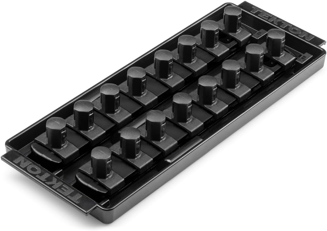 Organizador enchufes 2 rieles 1/2pulg negro 16 herramientas