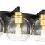 Lámpara baño 6 luces negras y doradas 38pulg apliques