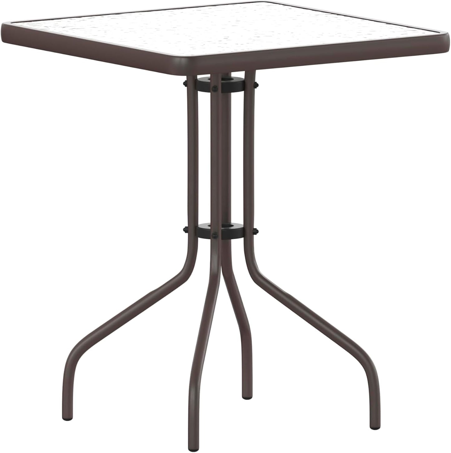 Mesa auxiliar cuadrada 23.5pulg metal vidrio bronce