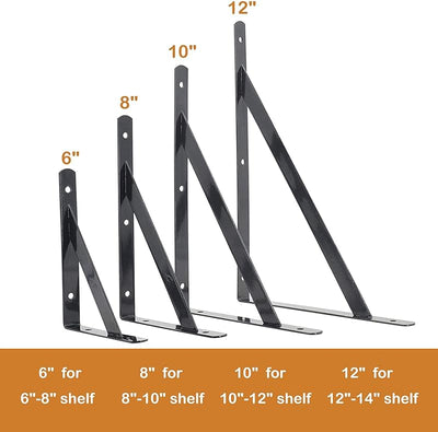 Soportes metal triangulares 8pulg pack 2 para estantes flotantes negro