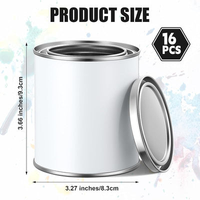 16 Latas Vacías Pintura Metal Tapas Cubos Almacenamiento