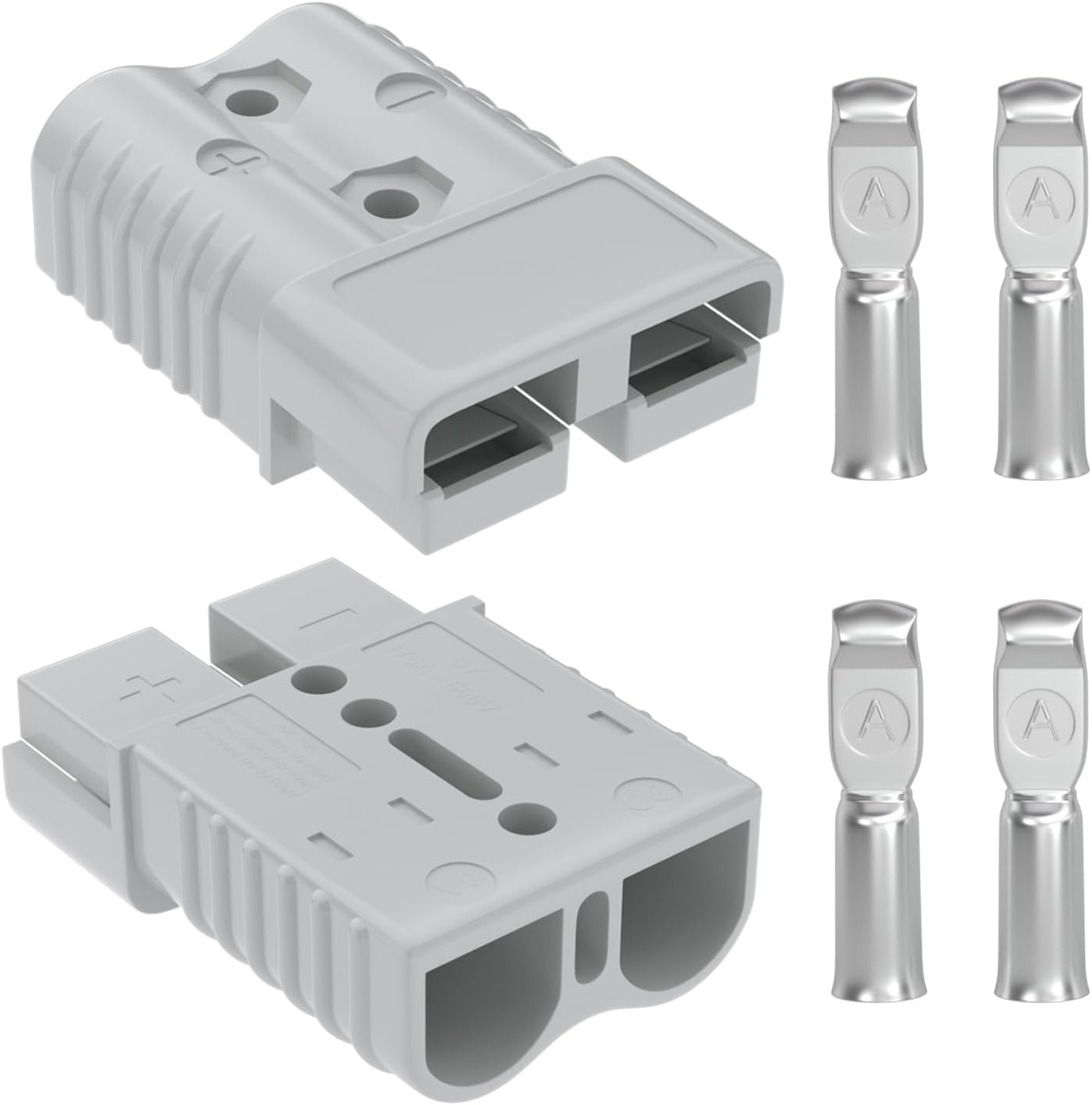Kit conector batería 175A 1/0AWG 2 Pzas Gris