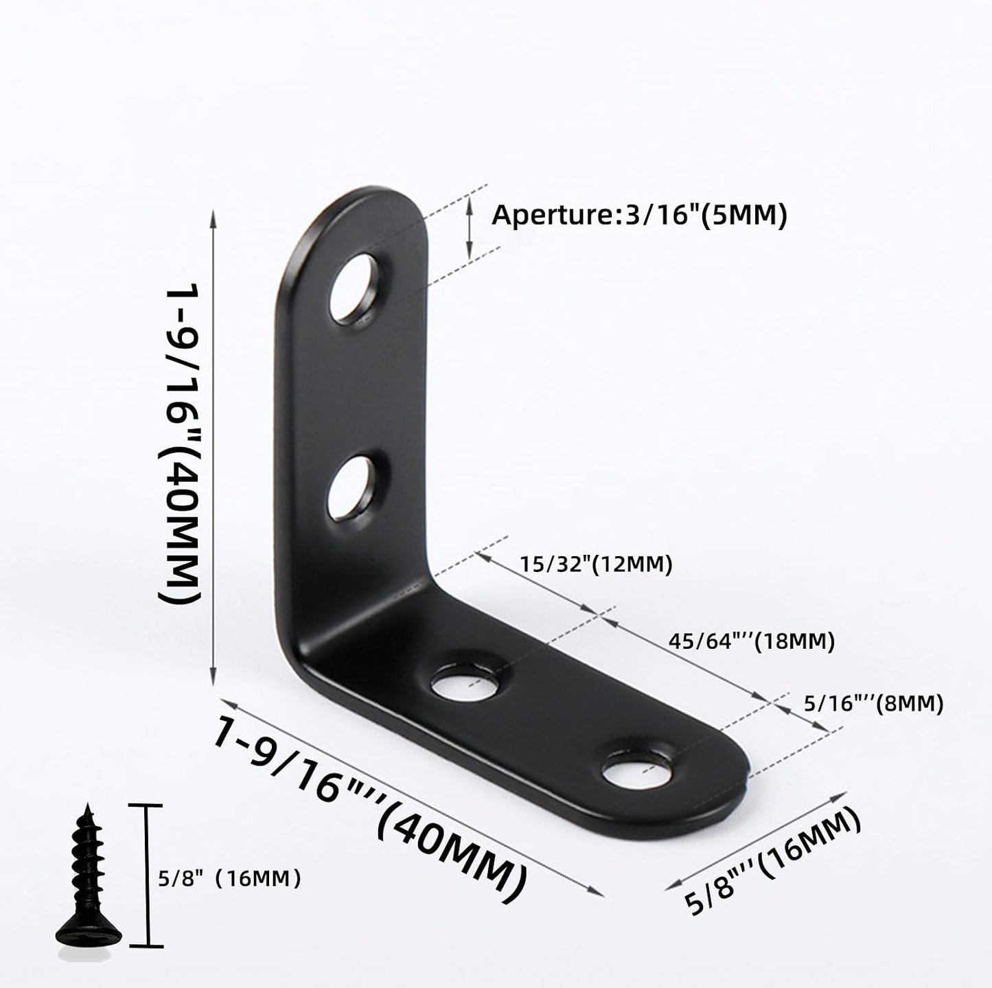 20 Soportes Pared Acero Inox 1.57pulg Metal Negro