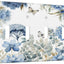 Cubiertas placa interruptor flores azules hojas mariposa beige 4 segmentos