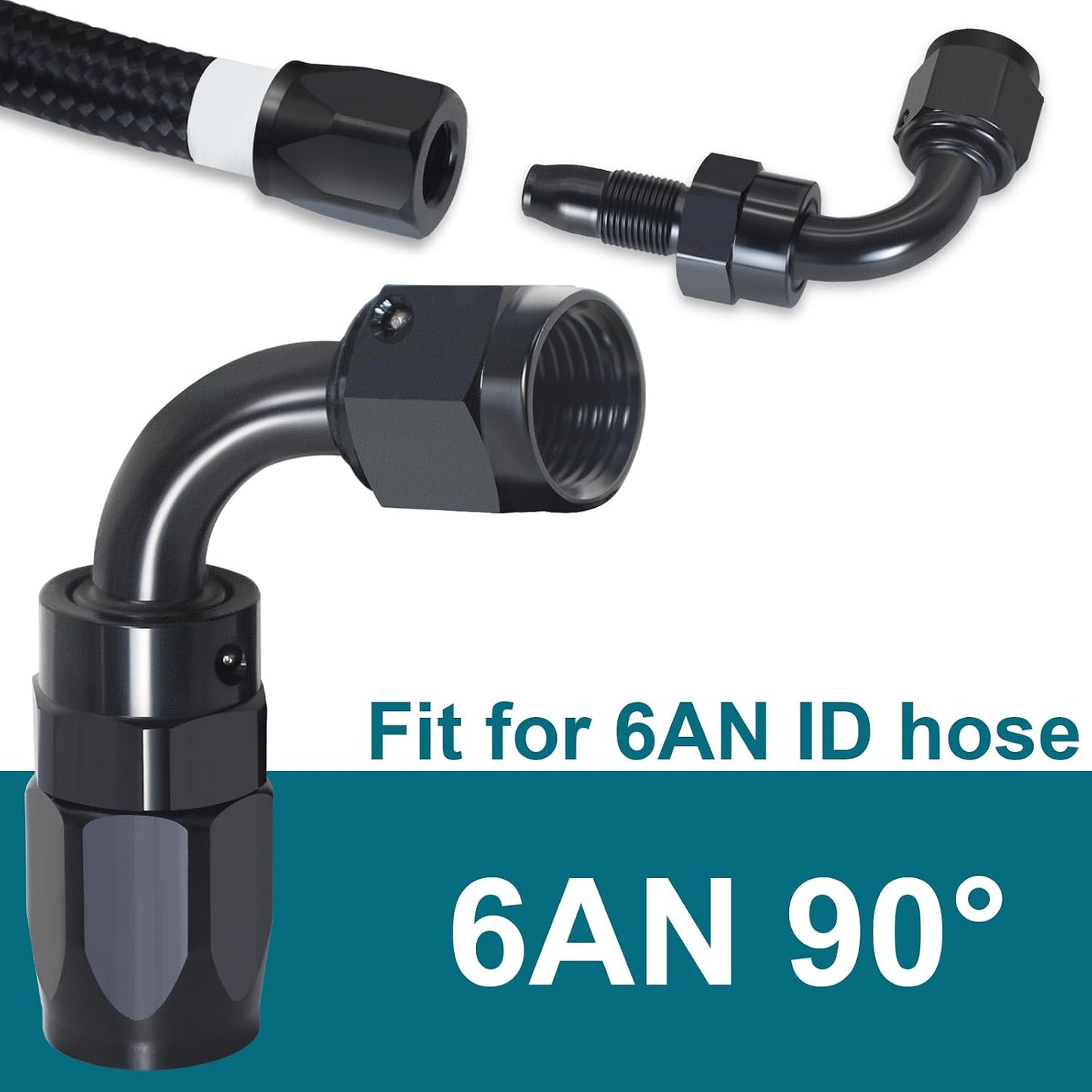 Accesorio 6AN 90 grados para manguera CPE negro