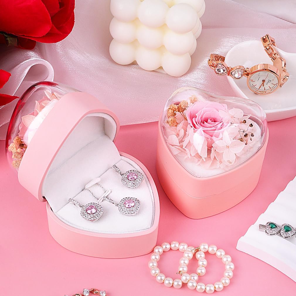 Caja colgante corazón flor terciopelo rosa regalo boda