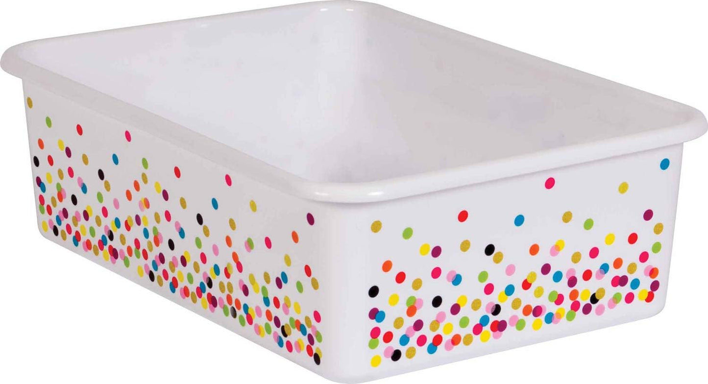 Cubo almacenamiento plástico confeti