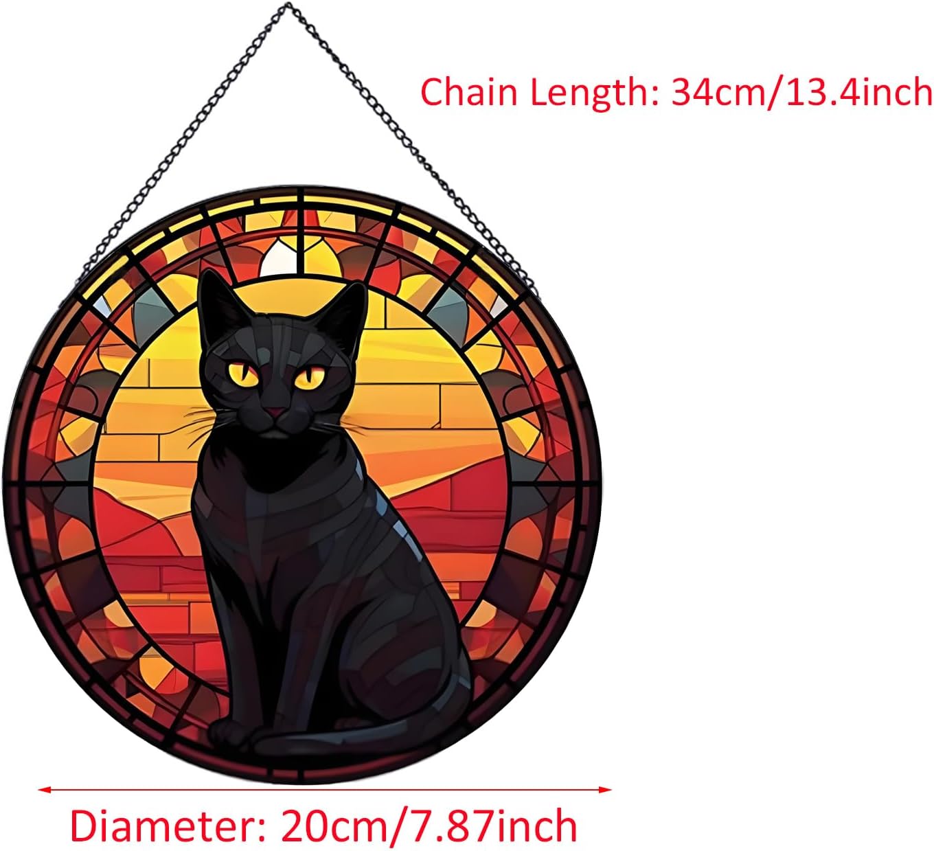 Atrapasoles colgantes gato negro para ventanas pintado a mano