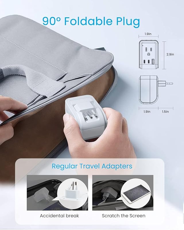 Adaptador viaje Italia 5en1 con 3 USB y 2 tomas US