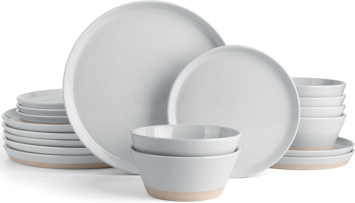 Set 18 Pzas Vajilla Cerámica 6 Personas Resistente Gris