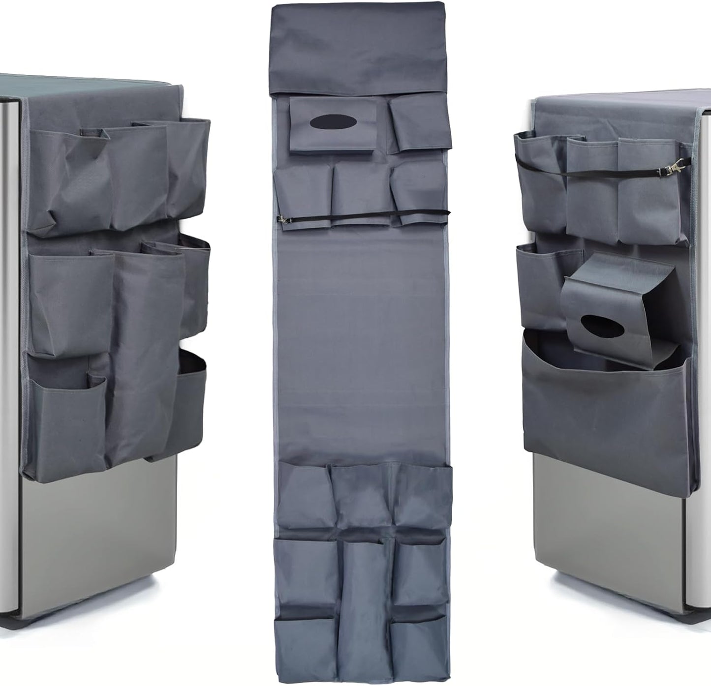 Organiz. refrigerador magnético 13 bolsillos gris