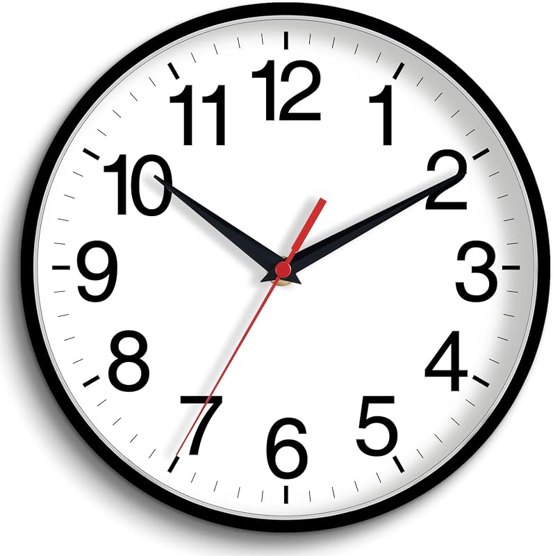 Reloj pared 16pulg analógico silencioso sin tictac negro