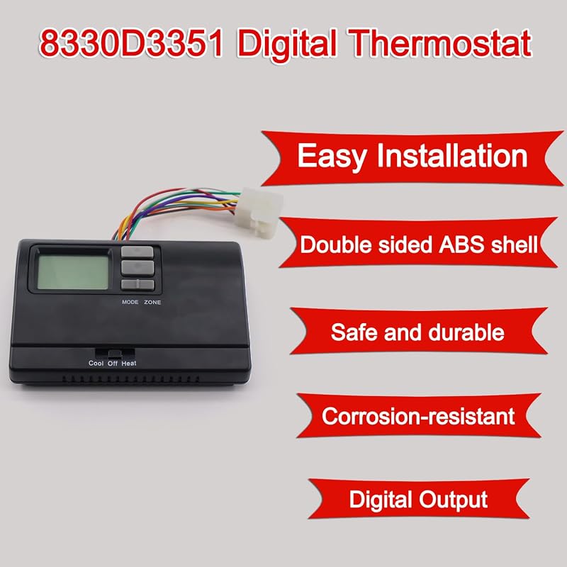 Termostato digital RV calor/frío montaje pared negro