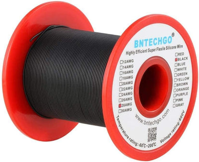 Carrete alambre silicona 28awg 250pies negro flexible