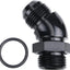 Adaptador flujo completo aluminio negro 45 grados