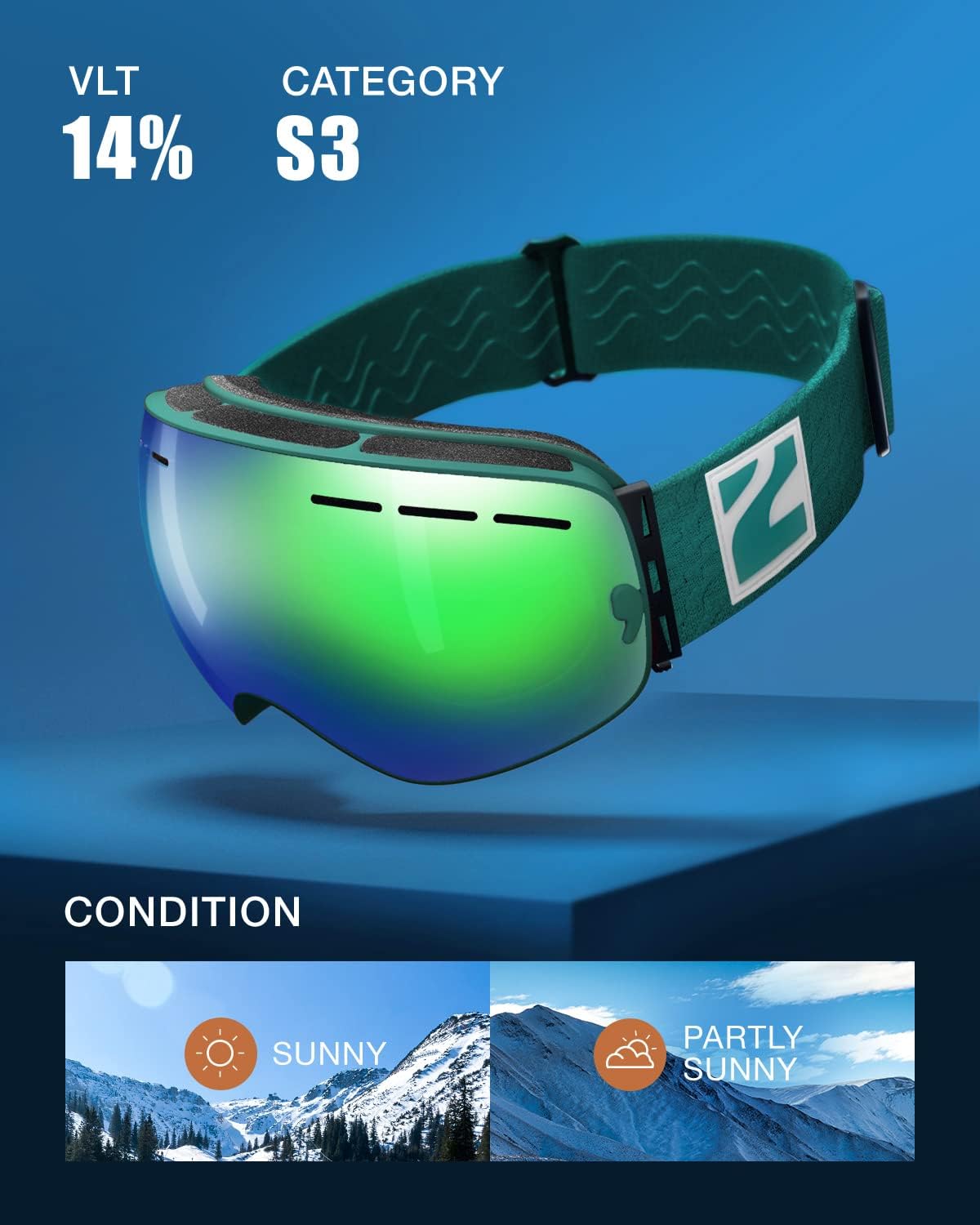 Gafas esquí con lente OTG desmontable para adultos