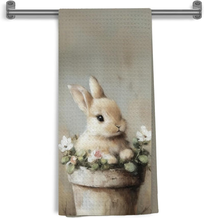 Toallas cocina diseño conejo Pascua rústico floral decorativas