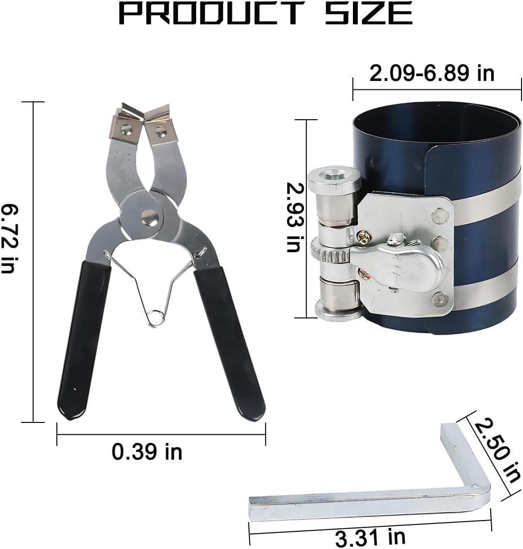 Kit instalador extractor anillos pistón motor ajustable 2-1/8 a 7