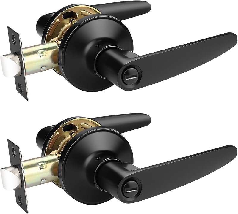 2 Manijas Puerta Sin Llave Negro Dormitorio Baño