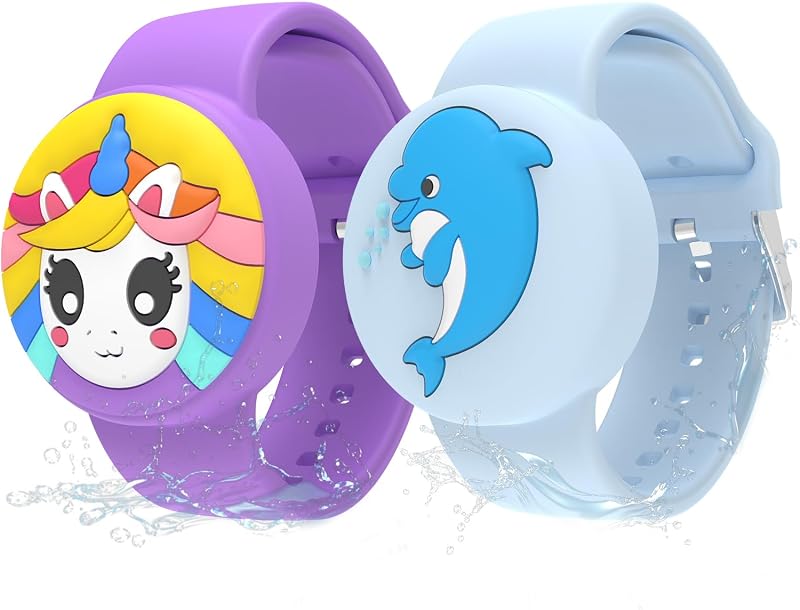 Pulsera Airtag impermeable para niños 2 pzas morado/azul