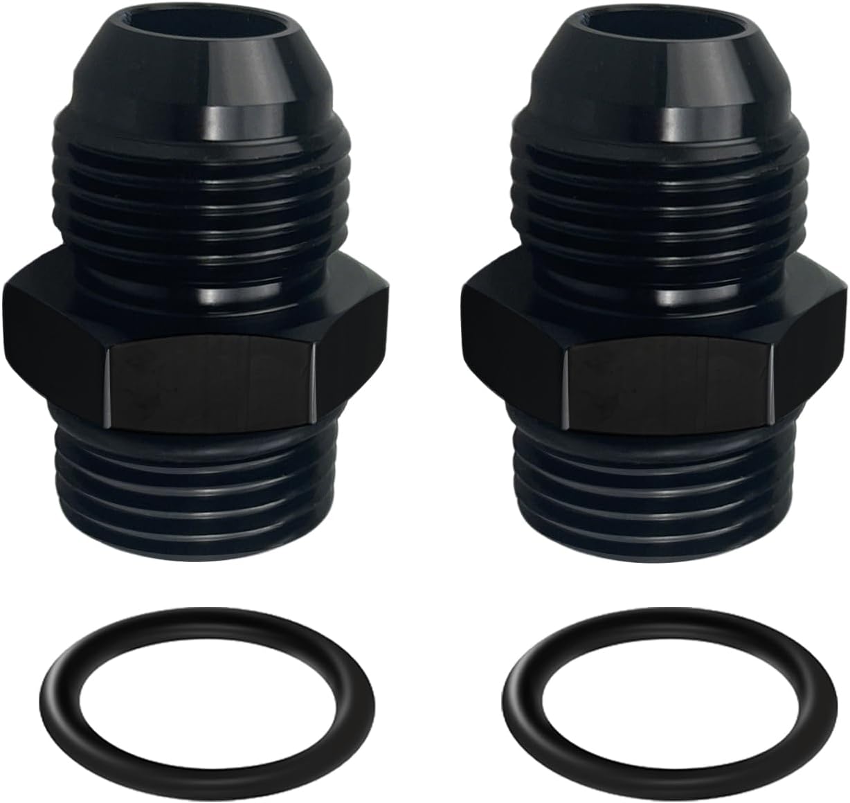 Adaptador riel combustible 8AN Flare a ORB 2 Uds negro