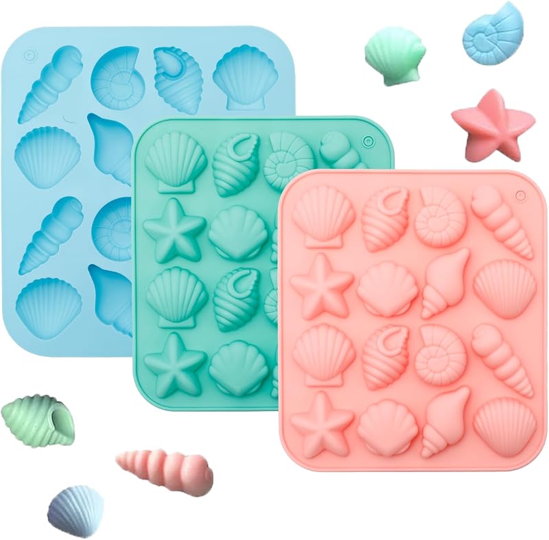 3 Moldes Silicona Conchas Marinas para Hornear