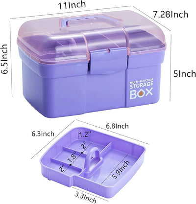 Organizador caja plástico 11pulg bandeja extraíble morado