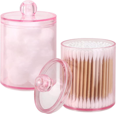 2 Pzas Tarro Baño con Soporte Qtip 10oz Rosa