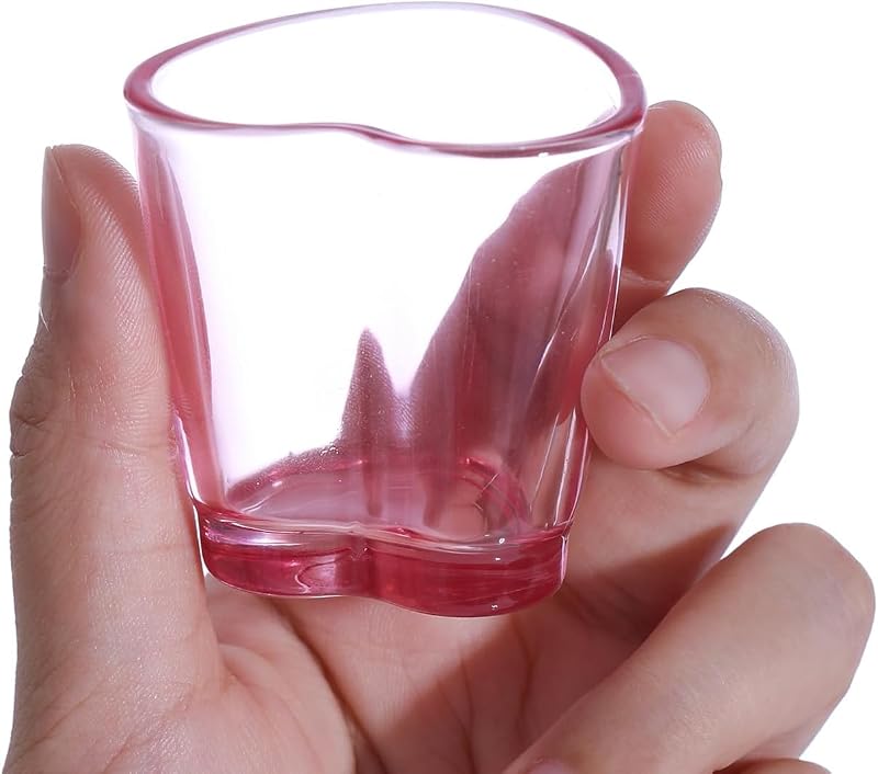 Juego 6 vasos chupito corazón rosa 1.5oz