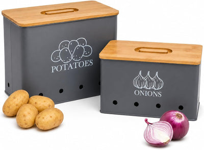 Contenedor papas cebollas con tapa madera aireación