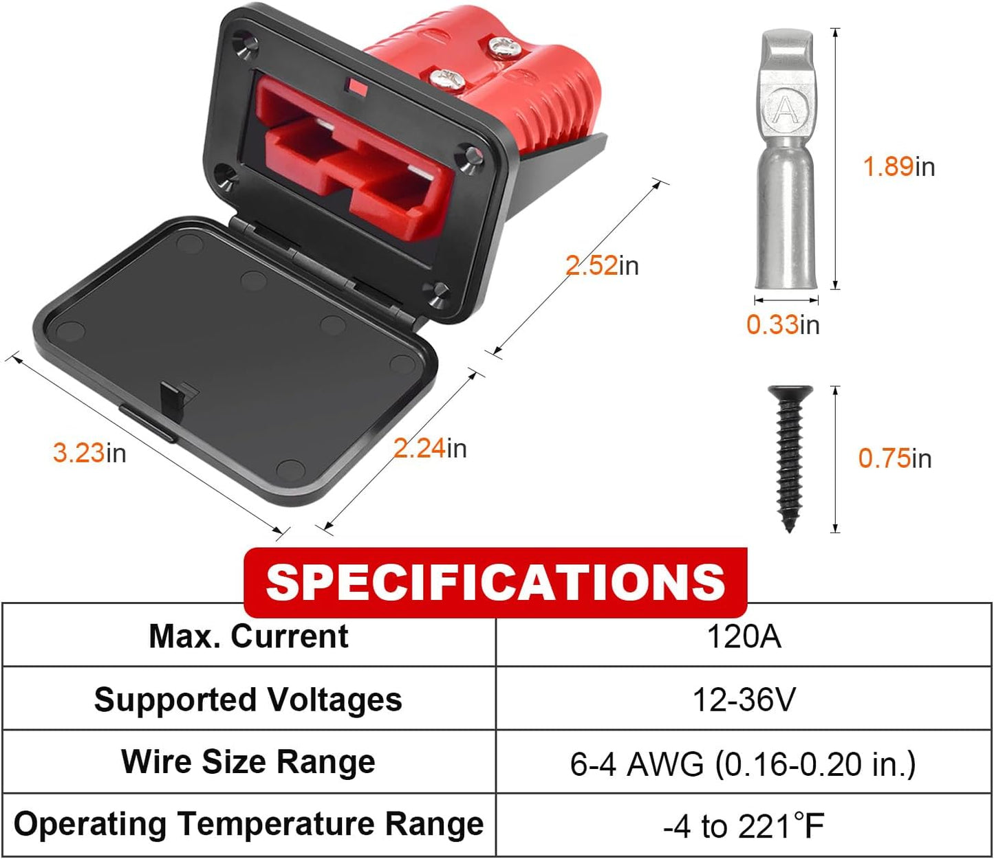 Conector rápido 120A 6-4AWG para batería 12v-36v coche RV