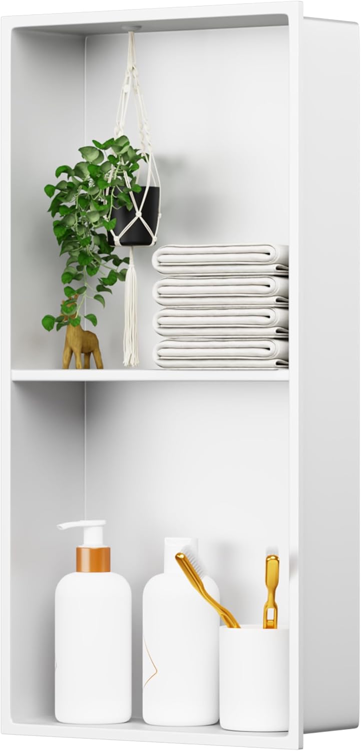 Nicho ducha acero inox 24x12pulg color blanco