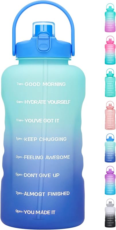Botella agua 128oz sin BPA con popote tapa 2en1 deportiva