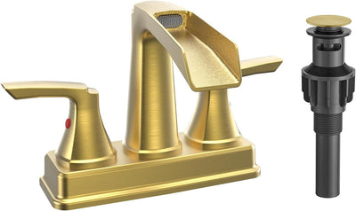 Grifo baño cascada 4pulg dorado cepillado fregadero