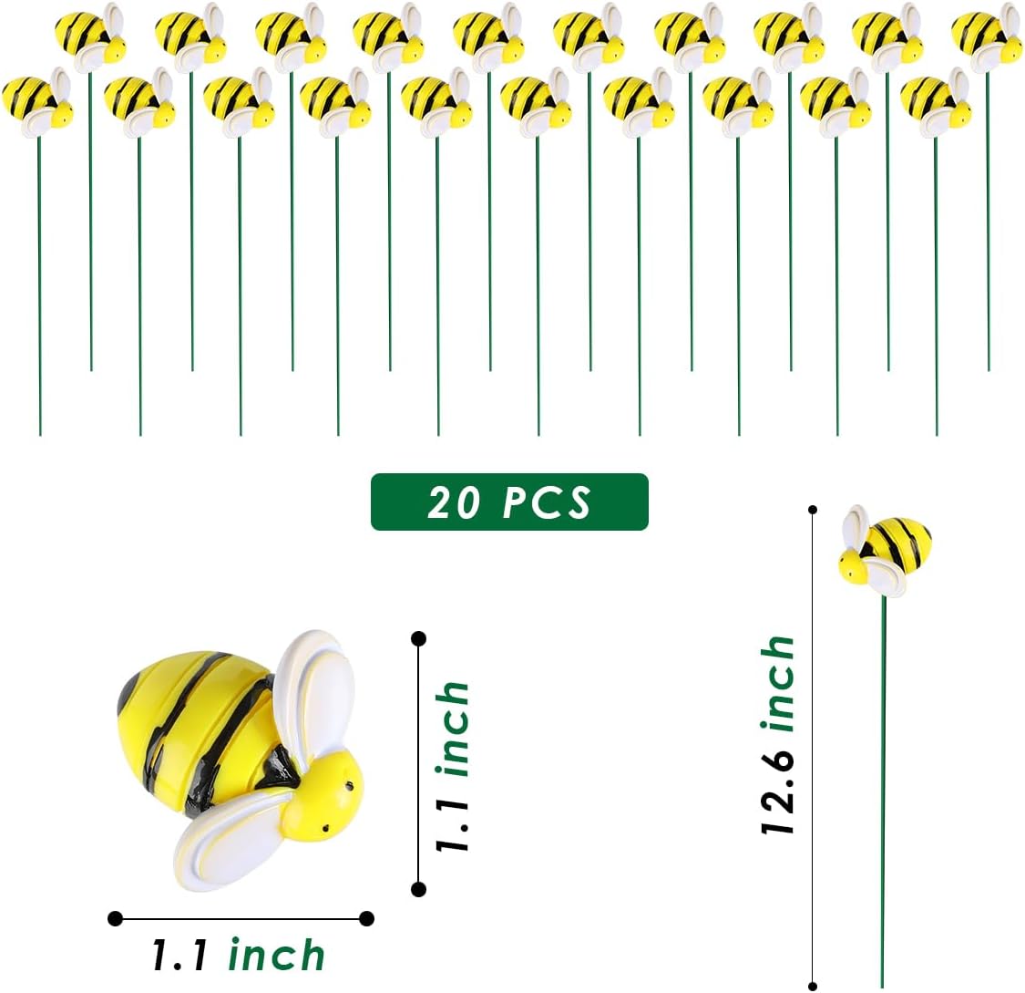 Estacas decorativas de jardín con diseño de abeja en metal