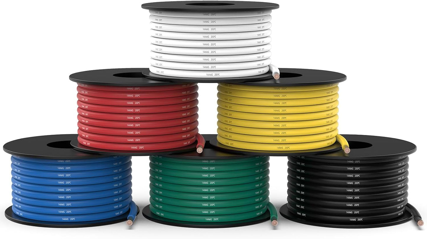 Cable silicio estaño 16 AWG 6 colores 30pies flexible