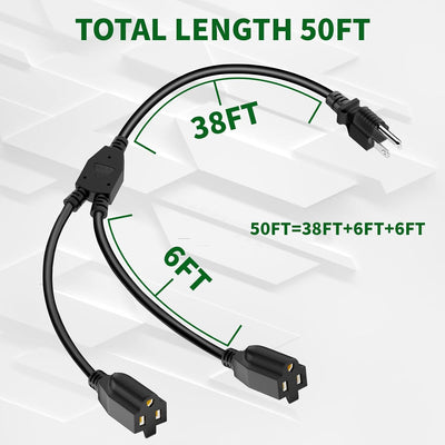 Divisor enchufe 2 vias 50pies 3 clavijas SJTW exterior