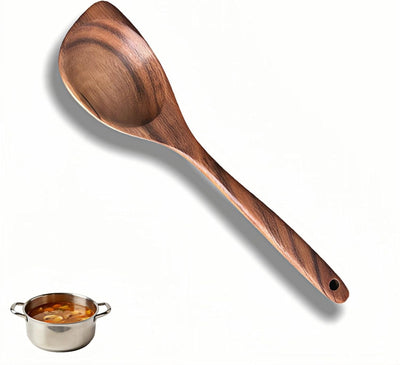 Cuchara madera zurdo 12.8pulg espátula teca angulo