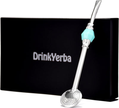 Bombilla acero inox piedra turquesa para mate argentino