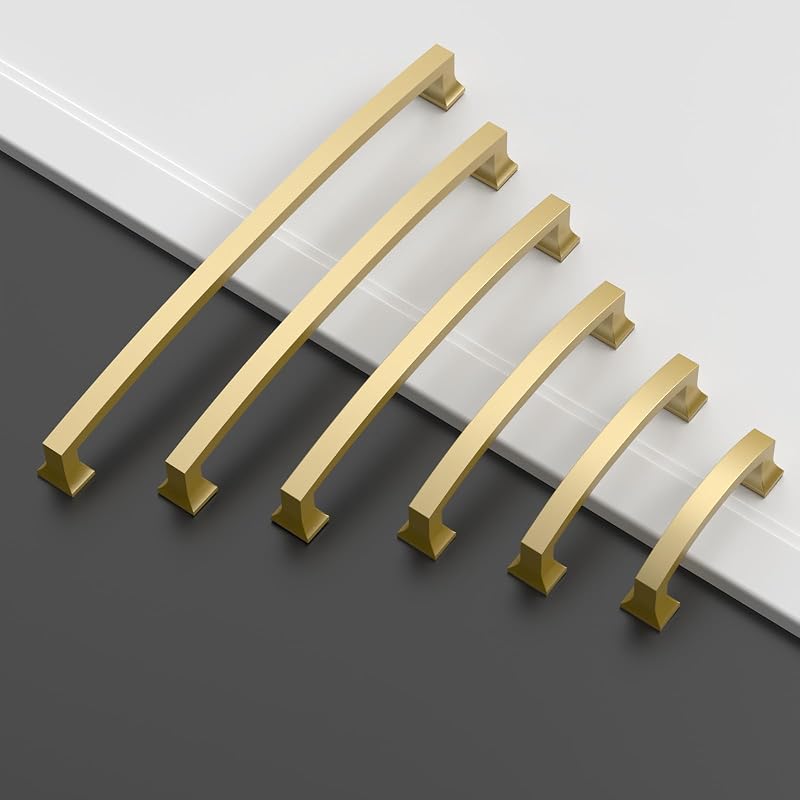 10 Tiradores Oro Cepillado 3" para Armarios Cocina
