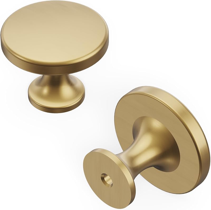 10 Pomos Gabinete Núcleo Sólido Bronce Champán Colección