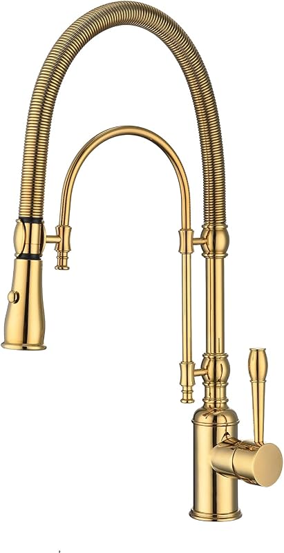Grifo cocina cobre giratorio 360 grados extraíble dorado